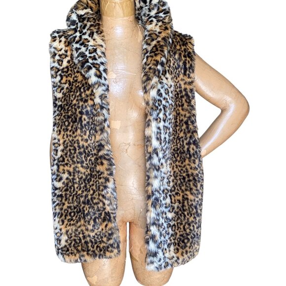 Cejon Faux Fur Leopard Print Vest XL #81N - Picture 3 of 9